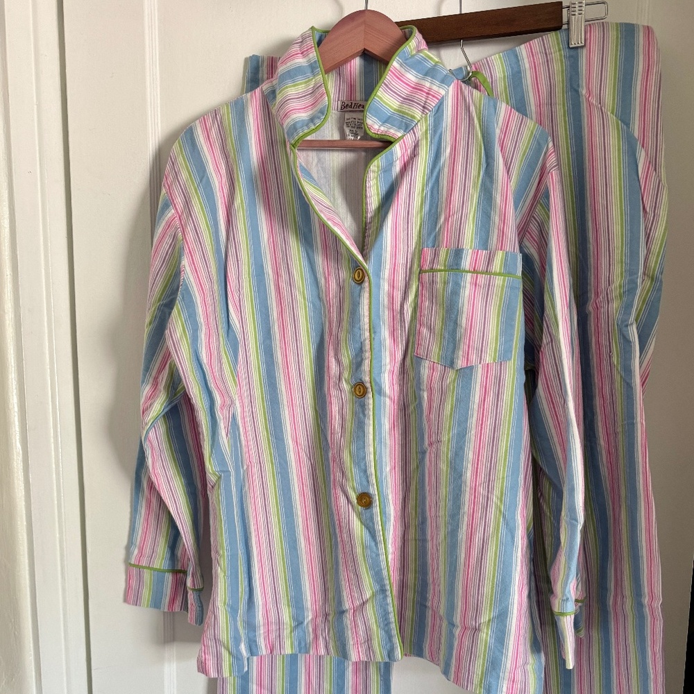 Bed Head Striped Flannel Pajama Set L